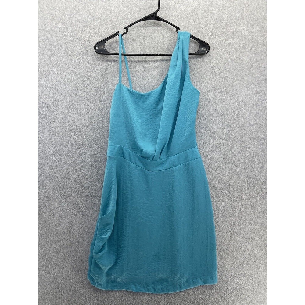 Ixia Women's Dress Sleeveless A Line Dress Blue Size Large Pleated Trim